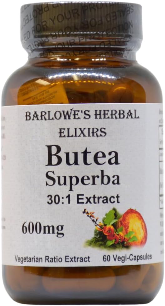 Barlowe 's Herbal Elixirs Butea Superba Extract 30: 1 m. 125; 600mg Per Capsule Removal 124; Thai Mandlig Vitality Herb Removal 124; 60 Vegan Kapsler Removal 124; High Flavonoid Content Removal 124; Stearate- Free, Glass Flasket
