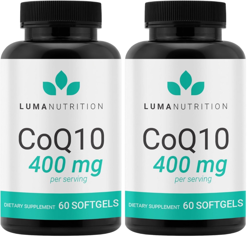 Luma Nutrition CoQ10 400mg Softgels - High-Absorption Coenzyme Q10 - Co Q-10 200mg / 400mg Per Serving - Heart Health - 60 Liquid Softgels (Pack of 2)