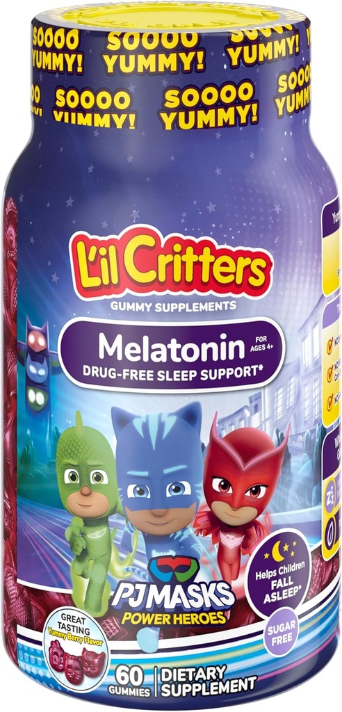 L 'il Critters PJ Masker Melatonin Gummy Kosttilskud, 60 Gummies