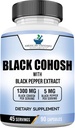 American Standard Supplements Black Cohosh 1300mg Per Servering med Black Pepper Fruit Extract - Vegan, Gluten Free, Non- GMO, 90 Kapsler, 45 Servere