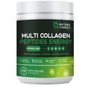 NATUR TARGET Multi- Collagen- Peptides- Powder - Hydrolyzed Collagen med Energy Blend + Multivitamin & Min, Understøtter Energy Skin Hår Nail & Fælles, Non- GMO, 35 Servering