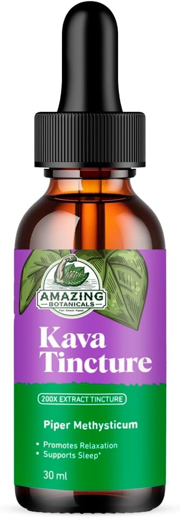 Kava Kava Tincture - Herbal Extract for Natural Calm & Relaxation - 70% Kavalactoner Extract Tincture High- Potency Blend - Premium Liquid Supplement - 30ml (1oz)