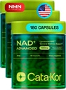 Cata-Kor Liposomal NAD Supplement with Resveratrol – NMN Supplement Alternative – 90-Day Supply – Third-Party Tested – 180 Capsules – Advanced NAD+ Resveratrol - Pack of 3
