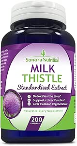 Mælk Thistle Standardized Extract med 80% Silymarin 250 mg, 200 kapsler