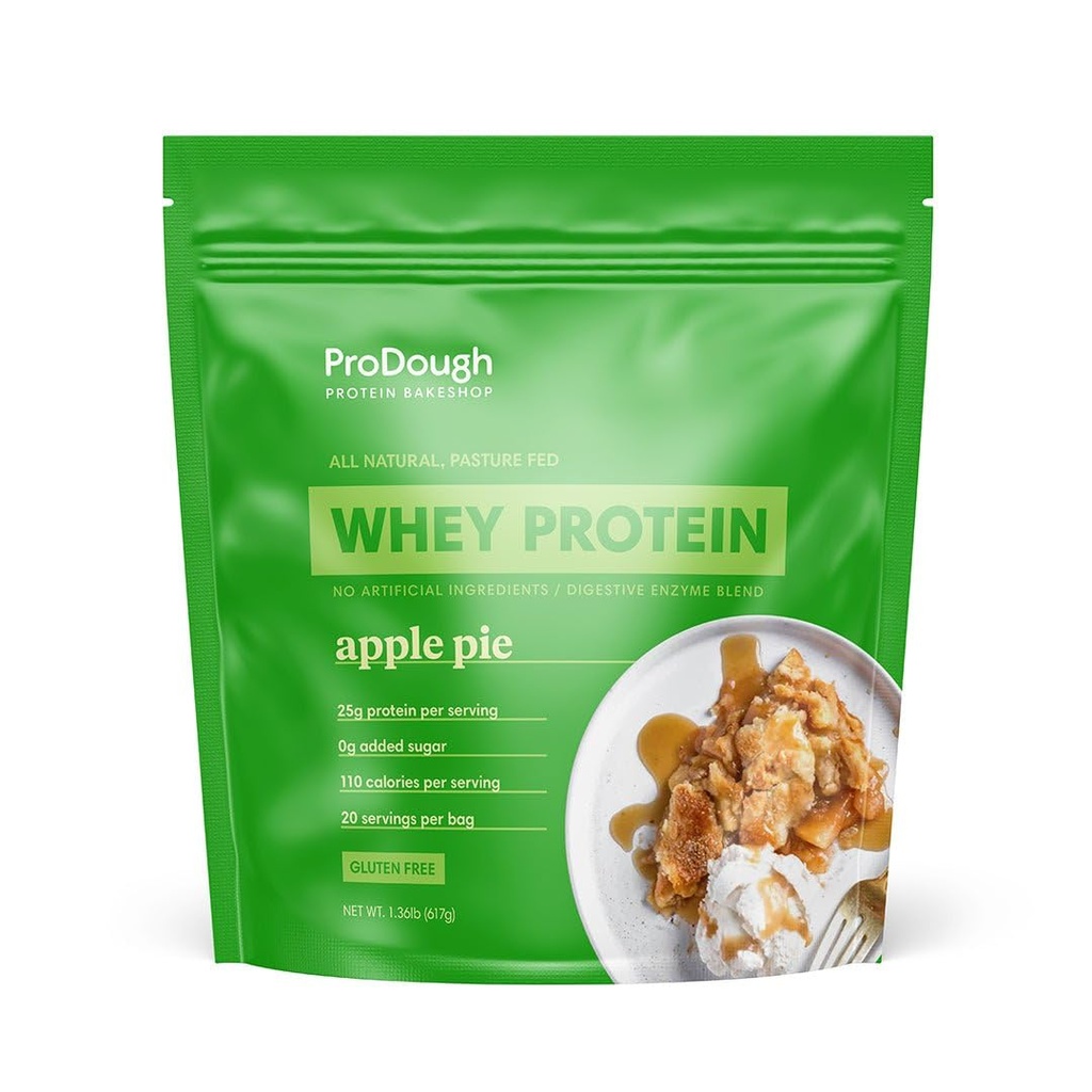 ProDough Gourmet Whey Isolate Hydrolized Protein Powder for Shake Mix- Easy Digest Enzyme Blend, 25g Protein per Serving, Natural Ingredients, Gluten Free, Keto Friendly (Apple Pie)