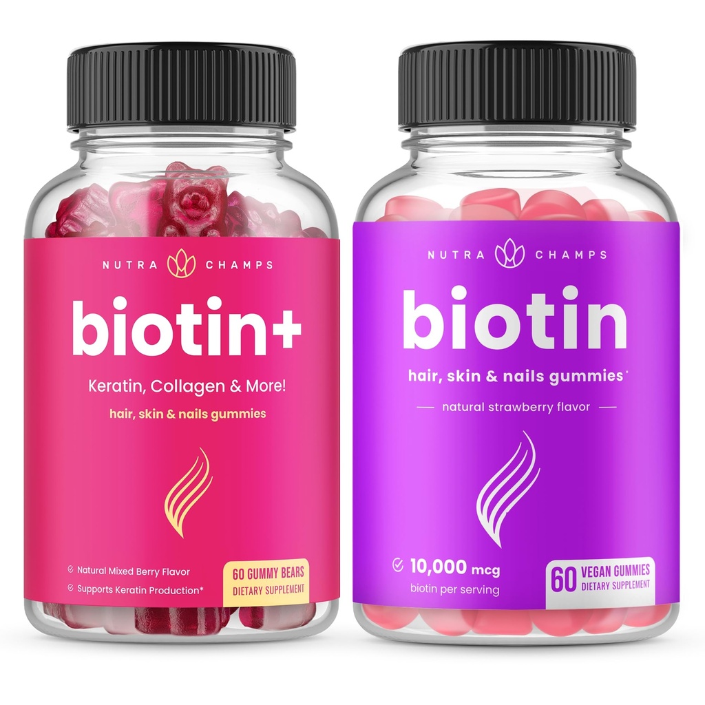 NutraChamps Biotin + & Biotin. Den komplette duo til hår, hud og negle.