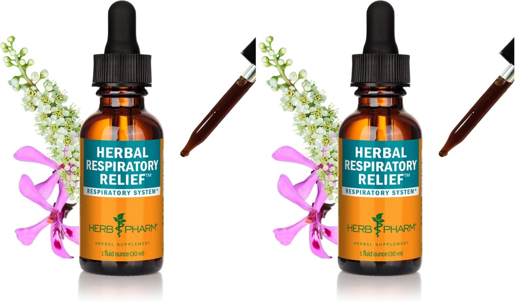 Herb Pharm Herbal Respiratory Relief Liquid Formula with Wild Cherry Liquid Extract, 1 Fl Oz (Pack of 2)