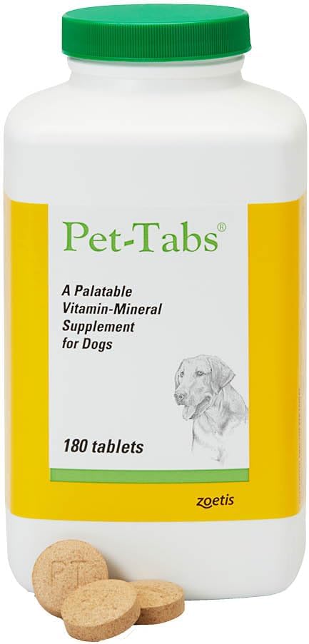 Pet- Tabs Multivitamin og mineraltilskud til hunde, tyggetabletter, 180 Count Flaske