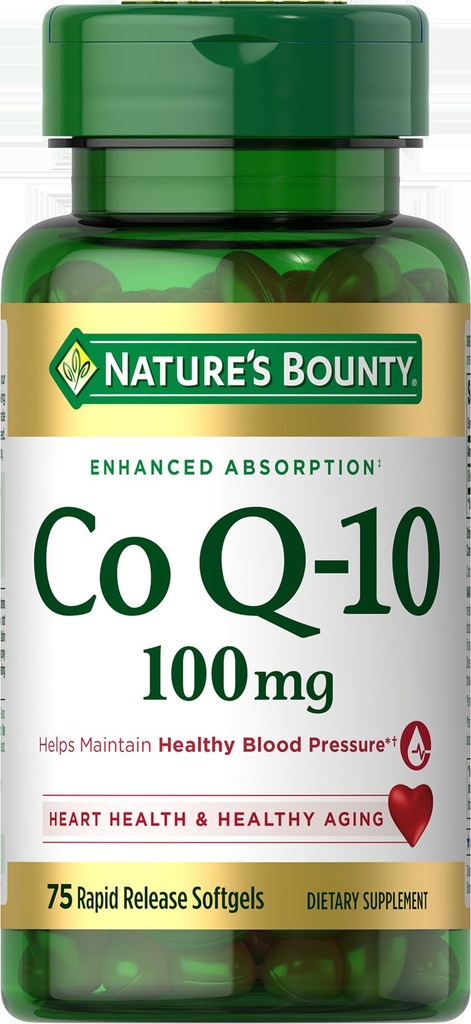 Nature 's Bounty CoQ10, Hjælper med at opretholde sundt blodtryk, 100 mg, Rapid Release Softels, 75 Greve