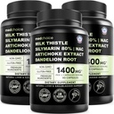 Milk Thistle Supplement w/ NAC, Artichoke & Dandelion – Liver Support Supplement & Gallbladder Supplements in One – Liver Detox – Milk Thistle & Liver Care Supplements – 90 Vegan Capsules, (Pack of 3)