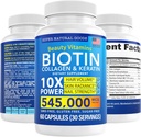 Biotin og kollagen vitaminer + Keratin med Folate - Hårtab behandlinger for kvinder & mænd - Follicle, hud og negle Kosttilskud til hårvækst & postpartum support - GMO Free & Gluten Free (60 Caps)