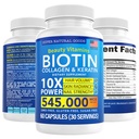 Biotin og kollagen vitaminer + Keratin med Folate - Hårtab behandlinger for kvinder & mænd - Follicle, hud og negle Kosttilskud til hårvækst & postpartum support - GMO Free & Gluten Free (60 Caps)