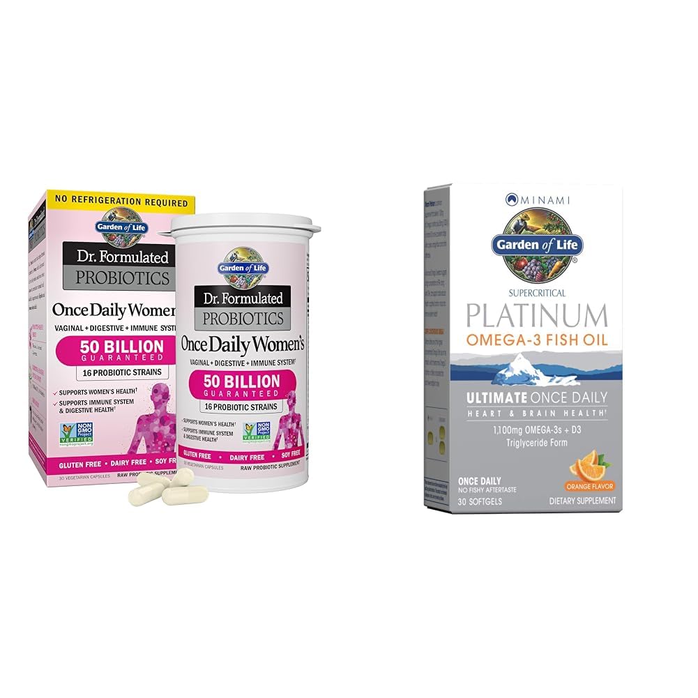 Garden of Life Women's Probiotics 50 Billion 16 Strains Once Daily 30 Count & Minami 1100mg Omega 3 Fish Oil 30 Softgels