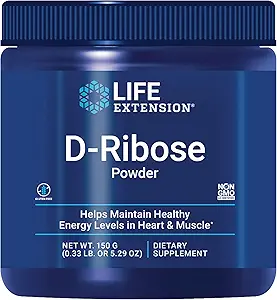 Life Extension D-Ribose Powder, Dissolve in Liquid to Encourage Cellular Energy Production and Support Heart and Muscle Health, Gluten-Free, Non-GMO, Vegetarian, 150 Grams