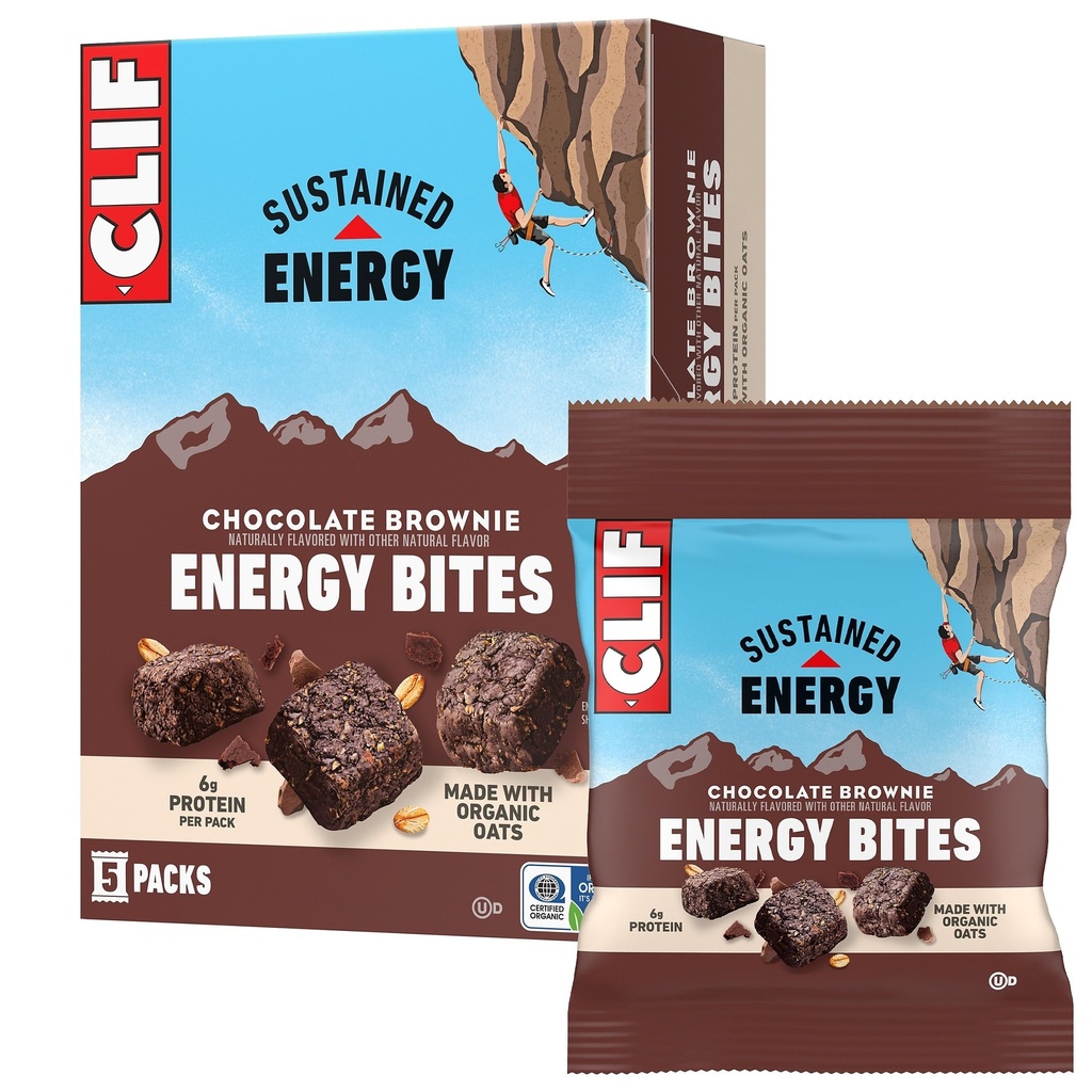 CLIF BAR Energy Bites - Chocolate Brownie - Made with Organic Oats - 6g Plant Based Protein - Non-GMO (5 Packs)