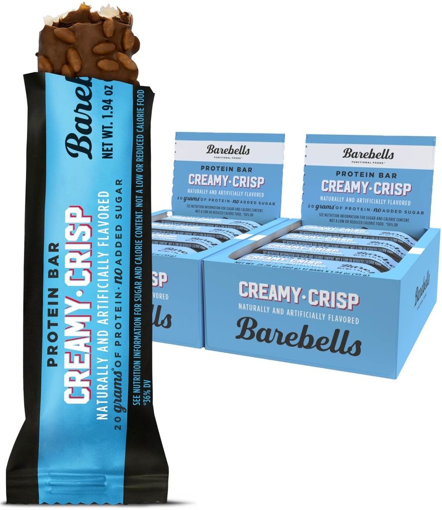 Barebells Protein Snacks Bars Creamy Crisp - 12 Count, 1.9oz Bars 55g of High Protein - Chocolate Protein Bar with 1g of Total Sugars - Perfect on The Go Protein Snack & Breakfast Bars, 2 pack