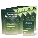 Nutrition On The Go Vegan Protein Powder Packets with Creatine – 20g Plant Proteins + 5g Creatine – Single-Serve Travel Protein Powder – All-Natural, Gluten-Free – Vanilla – (60-Pack)
