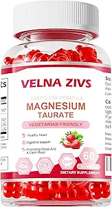 Magnesium Taurate Gummies 1800 mg, Magnesium Taurate Supplement, Høj Absorption & tyggetablet for børn og voksne, Muskel og hjerte sundhed support, Vegan, Gluten Free, 60 Tællere