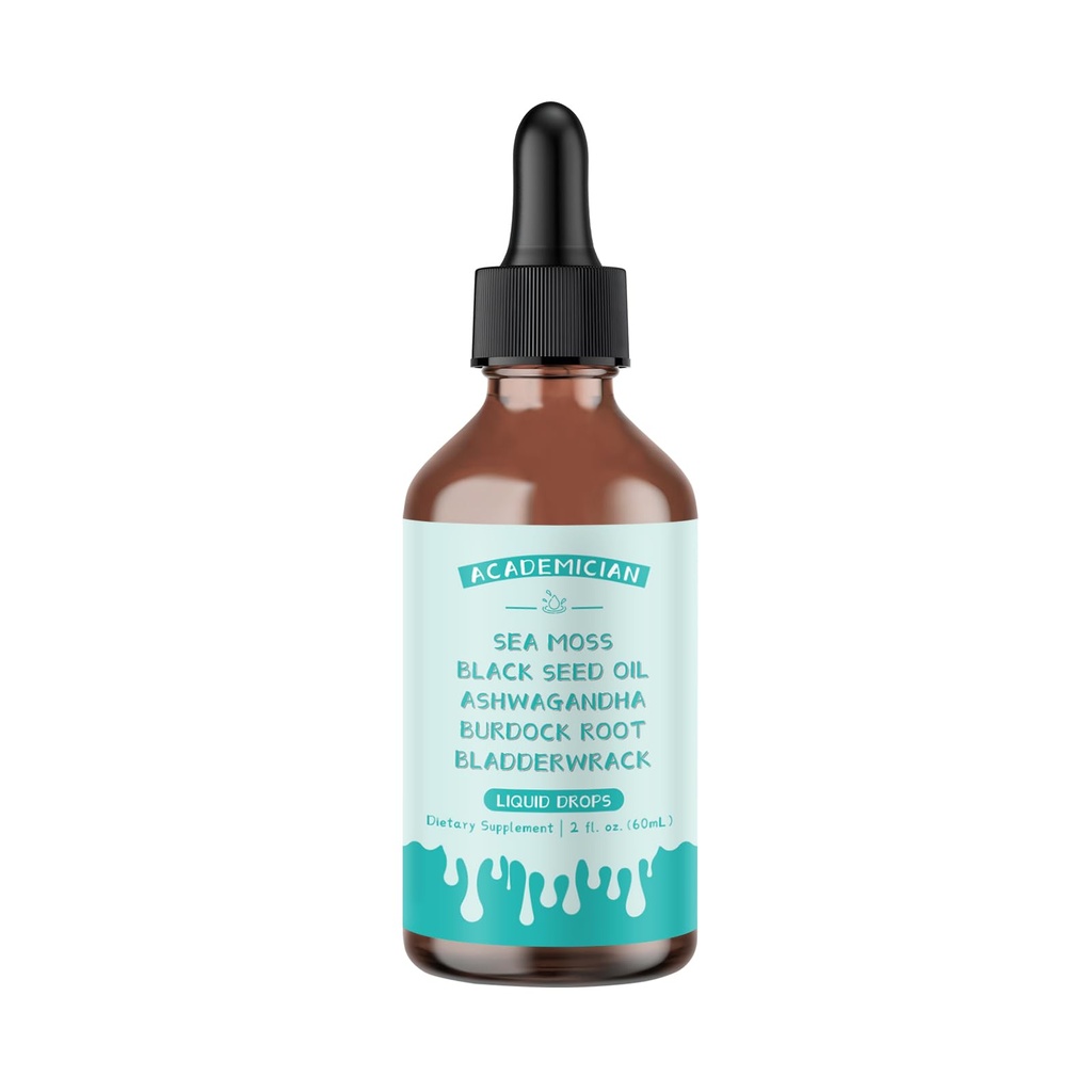 Sea Moss Drops with Ashwagandha Tincture Black Seed Oil Burdock Root Bladderwrack Liquid Drops - 60ml