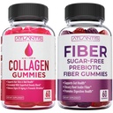 Atlantis Nutrition Collagen 60 Gummies + Sugar Free Prebiotic Fiber Gummies for Adults 2-Pack (120 Gummies)