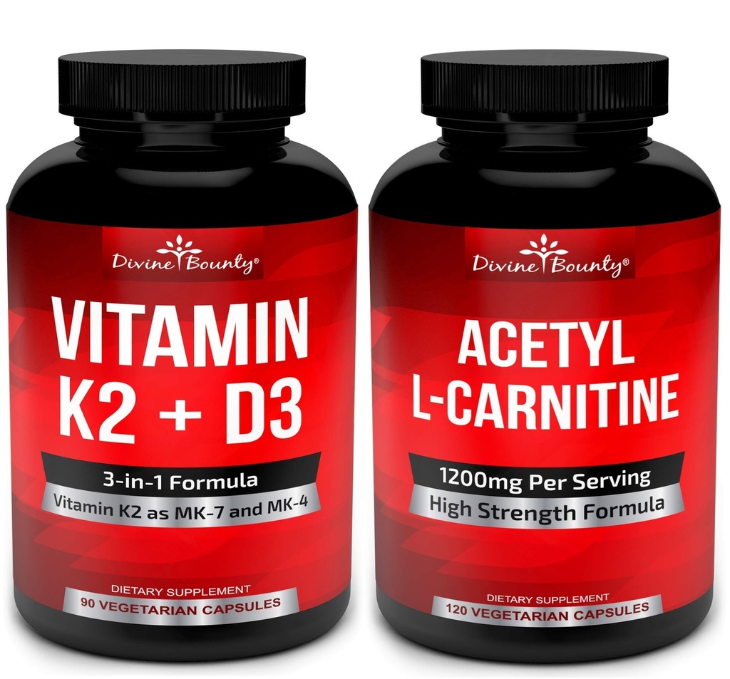 Vitamin K2 med D3 & Acetyl L- Carnitin Bundle