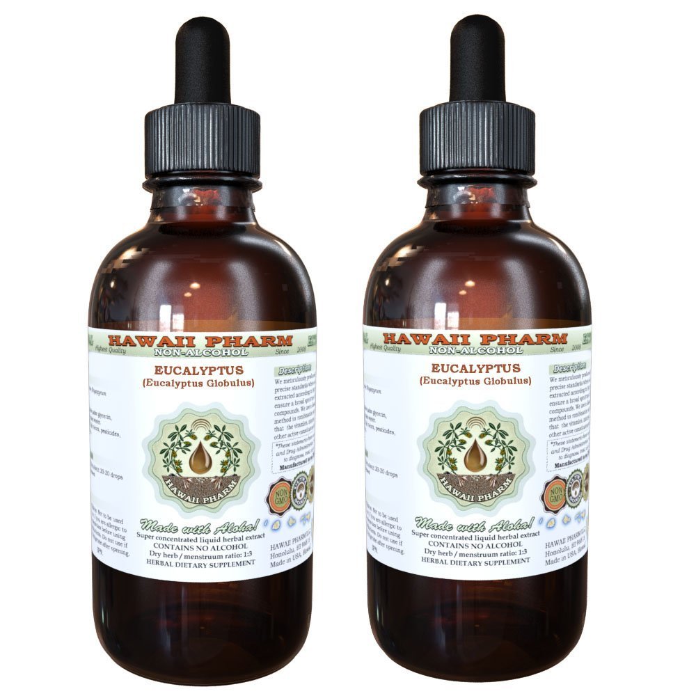 Hawaii Pharm Eucalyptus Alcohol-Free Liquid Extract, Professional Grade, Small Batch Eucalyptus Globulus Dried Leaf Glycerite 2x2 oz
