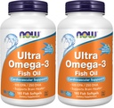 NOW Foods Supplements,Ultra Omega-3,500 EPA and 250 DHA,Cardiovascular Support*,180-Fish Gelatin Softgels,(Pack of 2)