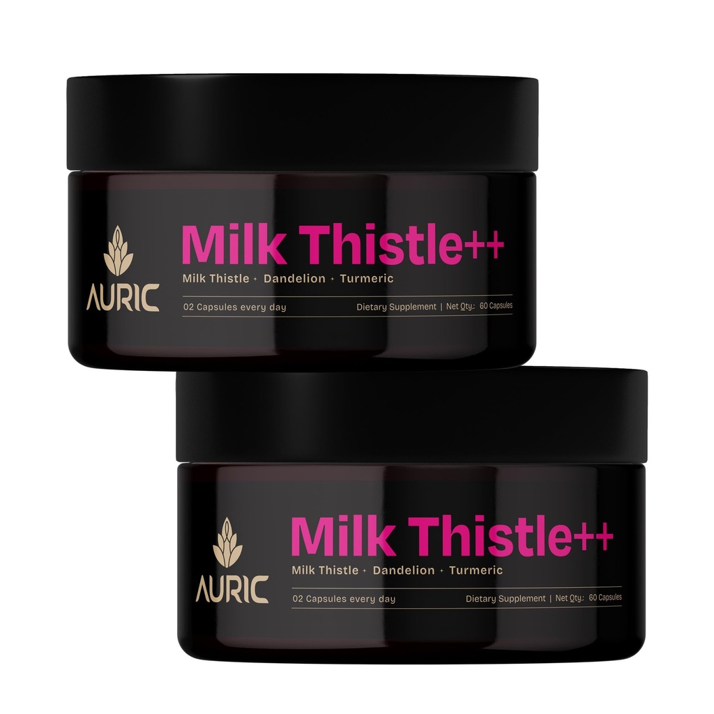 Auric Milk Thistle ++ 120 Capsules | Elite Formula | Daily Wellness Support | Veg Capsules | Gluten-Free | Additive-Free | Plant-Based| 500 mg Actives per Serve