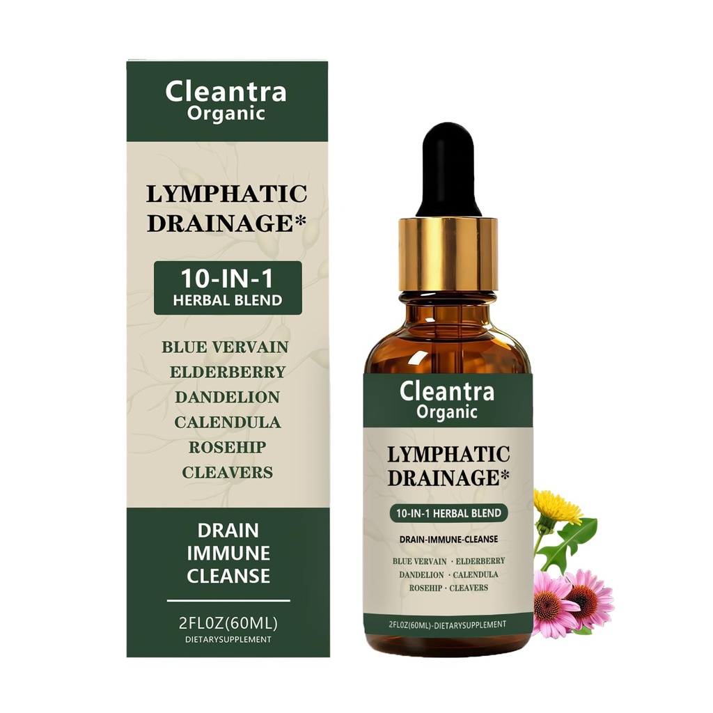 1PCSCleantra Organic Lymphatic Drainage Drops,Natural Herbal,Vegan & Non-GMO,2FL.OZ (1PCS)
