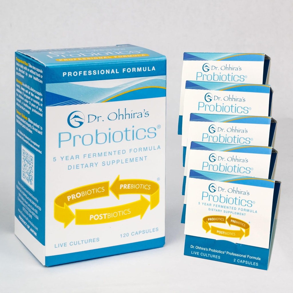 Dr. Ohhiras Probiotika Professional Formel - 120 Kapsler med Bonus 5 Travel Size Prøver (10 Kapsler Bonus)