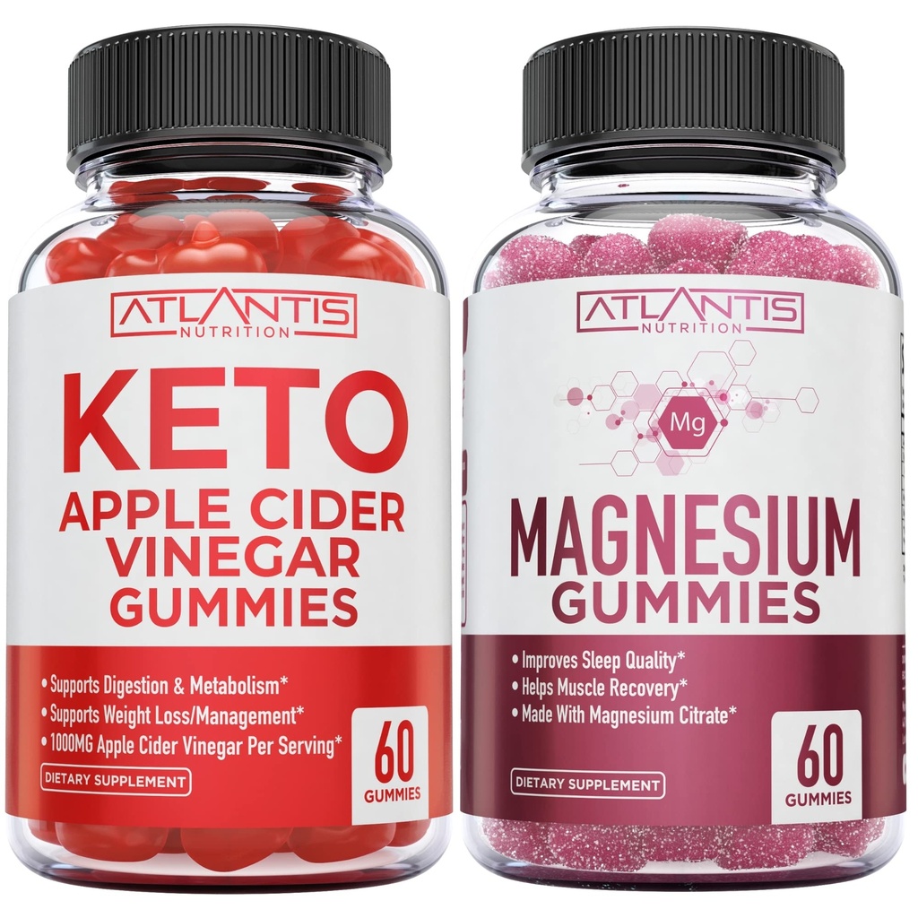 60 Keto Apple Cider Vinegar Gummies Advanced Weight Loss + 60 Magnesium Gummies Formuleret med 770 MG Magnesium Citrate.