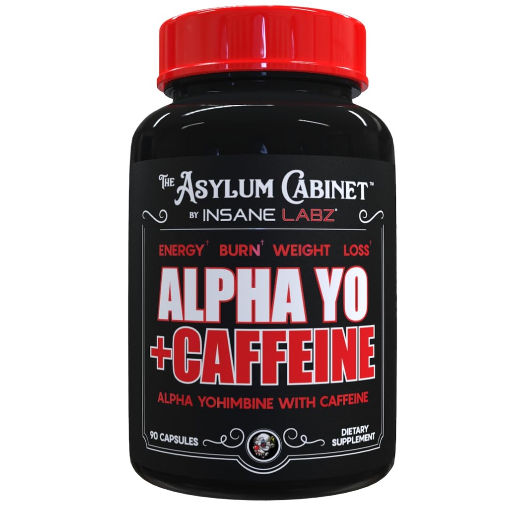 Insane Labz Alpha Yohimbine + Caffeine, 200mg Caffeine, 1 mg Alpha Yohimbine, 90 Servings, 90 Capsules