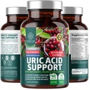 N1N Premium UriAcid Support [14X Potent Urter] Alle naturlige Nyre og UriAcid Cleanse med Tart Cherry, Milk Thistle, Tranebær, Selleri, Chanca Piedra, 60 Veg Caps