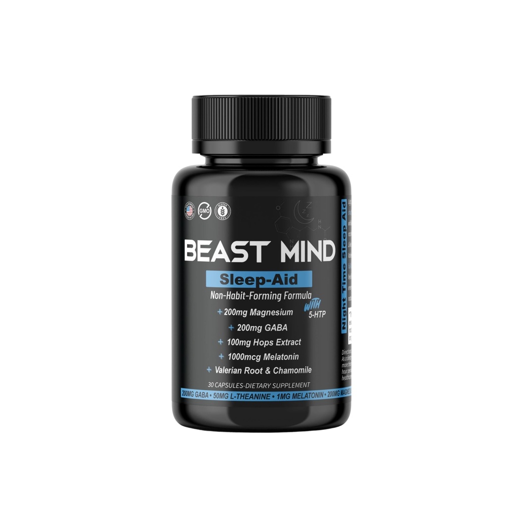 Non-Habit Danning Sleep Aid: Vågn op genopfrisket - Kraftfuld formel med Melatonin, GABA, Valerian Root, Kamille, Magnesium for Restainful & Deep Sleep - 30 kapsler