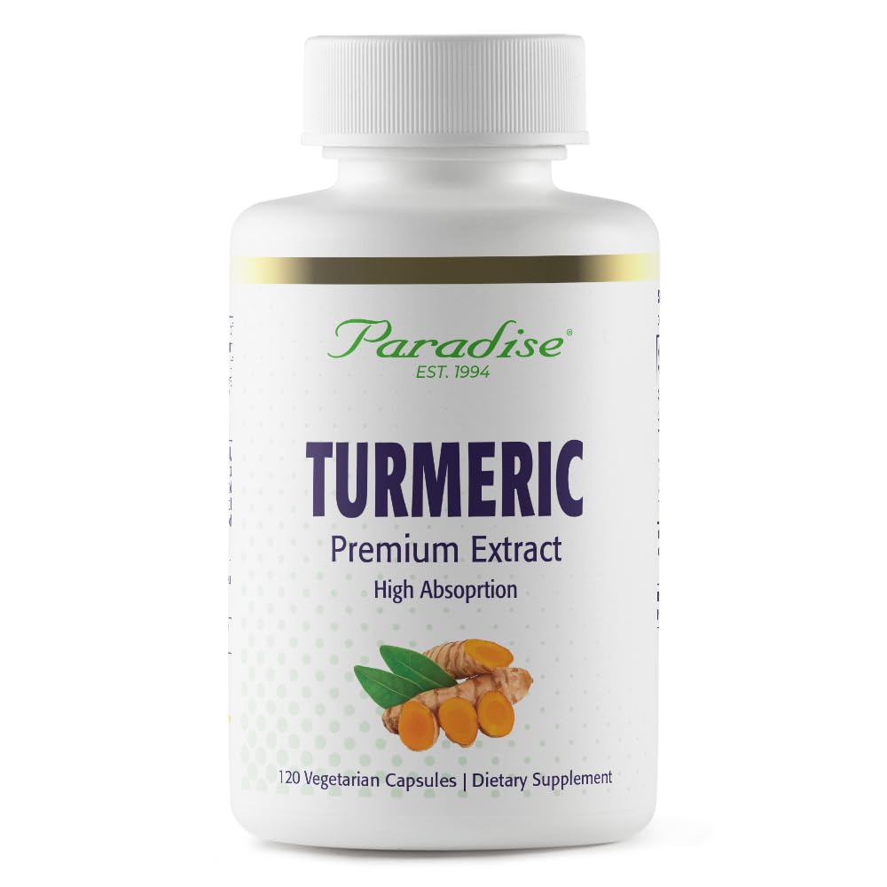 Paradise Organic Turmeric Rhizome Extract, Active Whole Spectrum Extract, Super Potent, Ultra Pure, Vegan, Non-GMO, Gluten Free, 120 Vegetarian Capsules