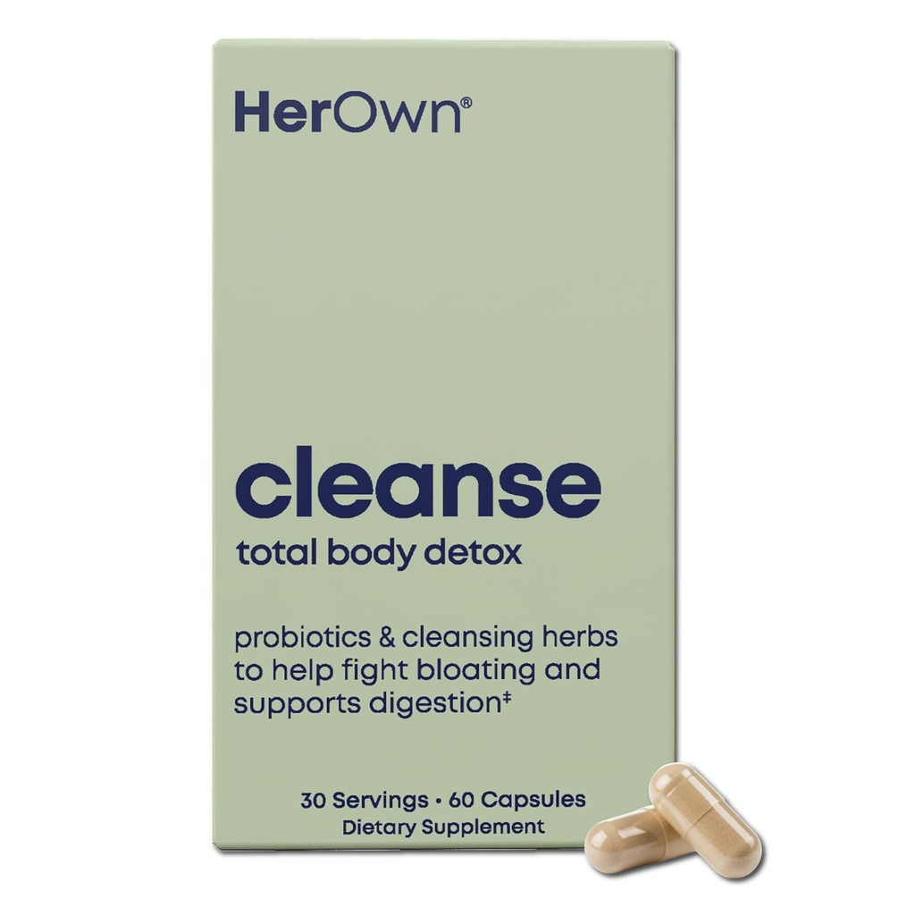 hendes egen Cleanse, Gentle Detox, Understøtter sund Gut, Ocean Algae Cleanse, Prebiotic / Probiotic Blend, Cleansing Herbal Blend, Gluten og Soy Free, Vegan, 60 Kapsler, 30 Servere, Multikolor