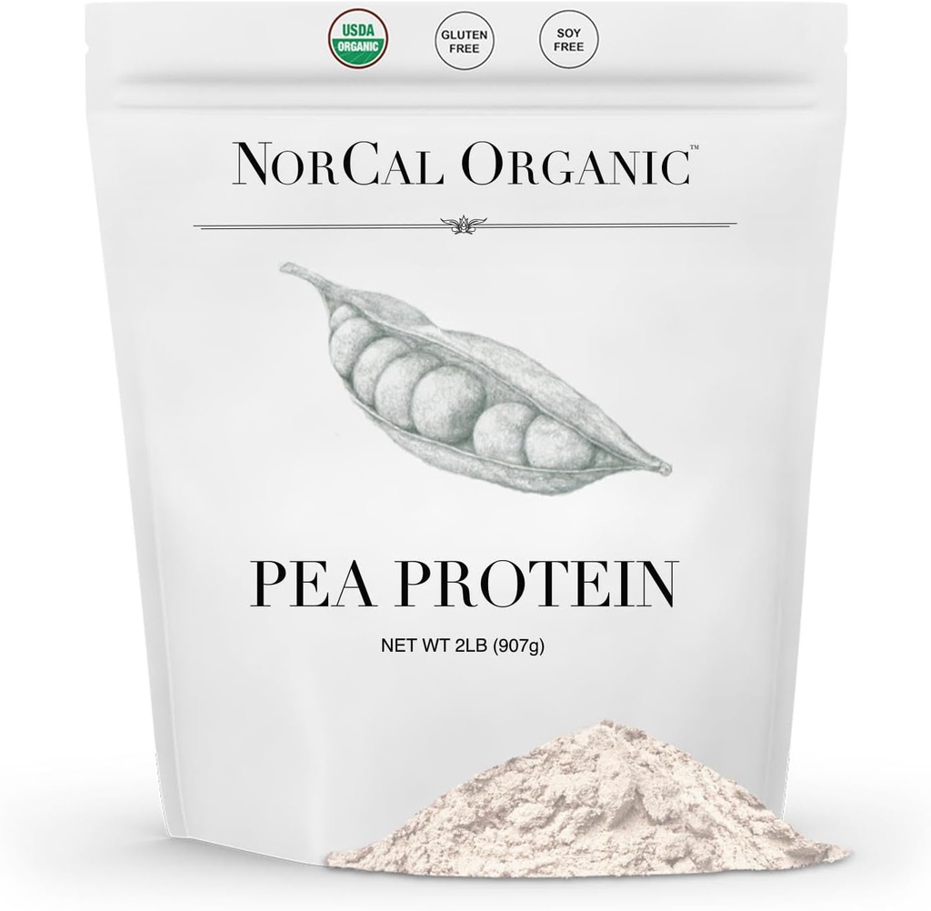 NorCal Organic - Premium Pea Protein Isolate - 100% Vegansk og Økologisk - UNFLAVORED - 2 pounds (Pack of 1) - 35 Servering