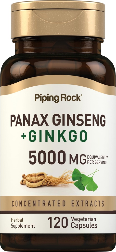 Piping Rock Panax Ginseng & Ginkgo Biloba Supplement 124; 5000 mg