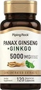Piping Rock Panax Ginseng & Ginkgo Biloba Supplement 124; 5000 mg