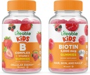Lifeable B Complex Kids + Biotin Kids, Gummies Bundle - Great Tasting, Vitamin Supplement, Gluten fri, GMO fri, Chewable Gummy