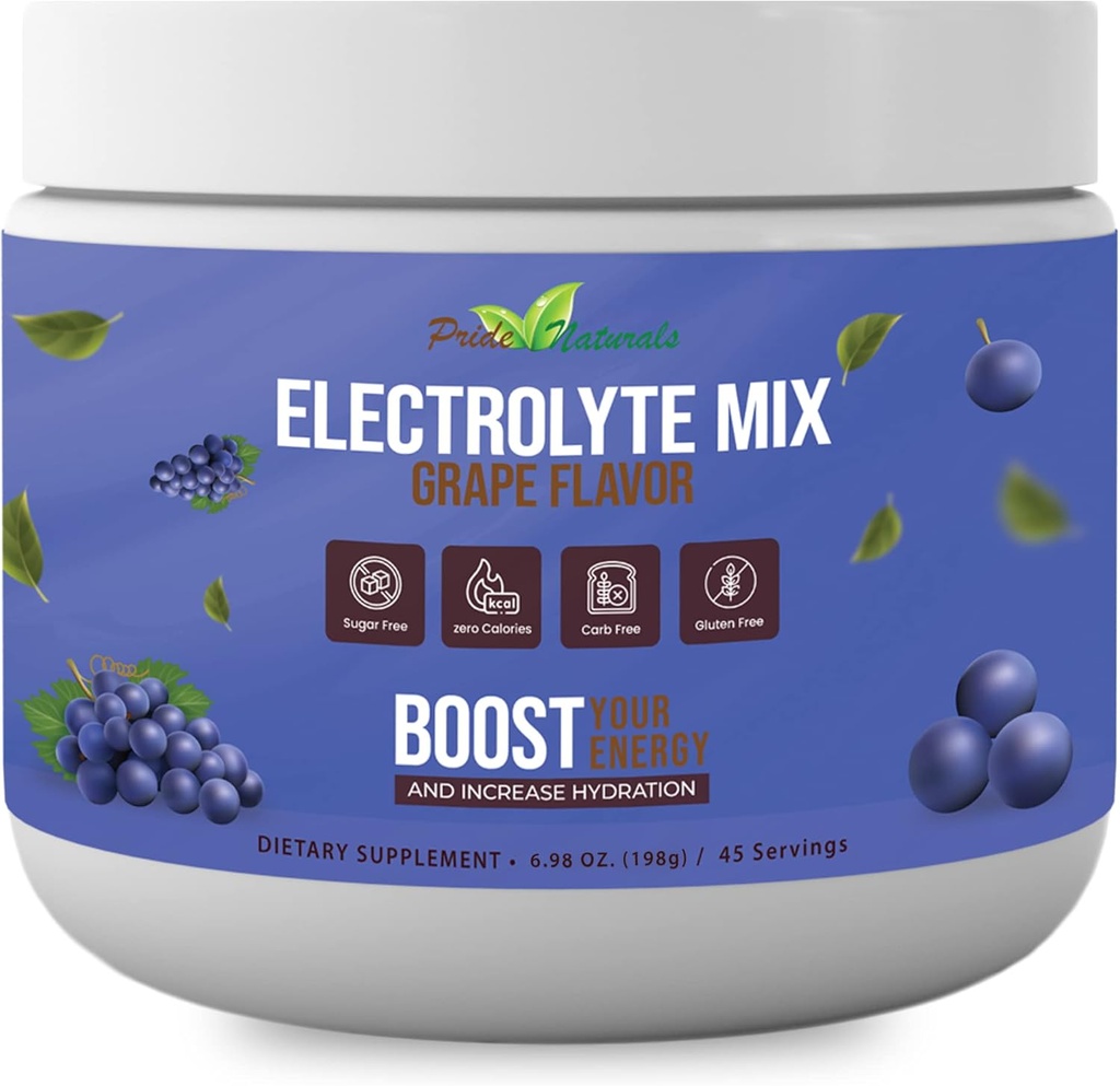 Elektrolyte Powder - Forfriskende workout Recovery Electrolytes, Sugar Free, Gluten Free & Vegan, Pure Keto & Paleo Hydration Beverage, Immun Boosting Vitamin (198 Bedste, Grape)