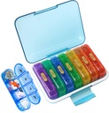 MURRI & MURRDI Pill Organizer 4 gange om dagen, Daily Pill Box Stor Ugentlig Medicin Sag 7 Dag Pill Dispenser Holder for piller, Vitaminer, Fiskeolier, Medicin, Kosttilskud (28 celler, flerfarvet)