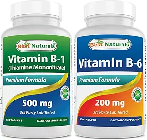 Bedste Naturals Vitamin B1 som Thiamin Mononitrate 500 mg & Vitamin b6 200mg
