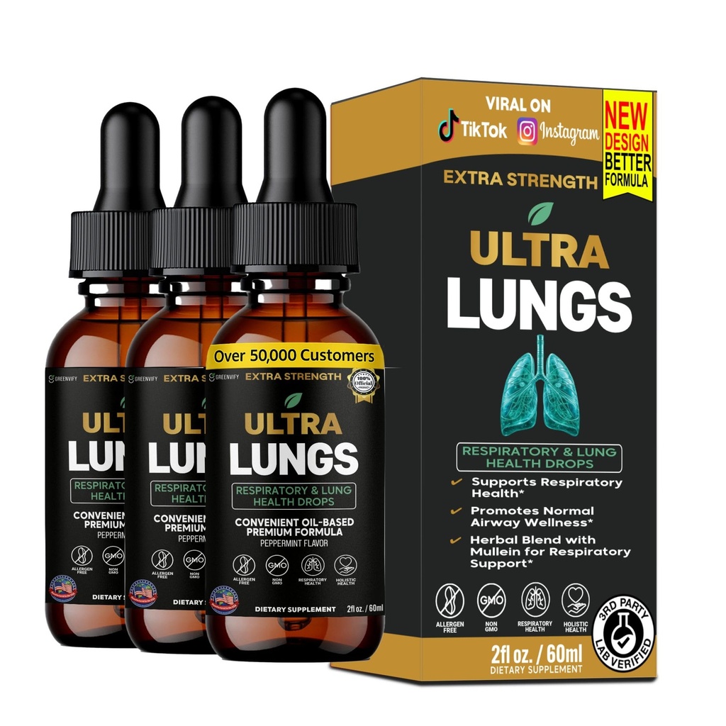 Ultra Lungs Respiratory & Lung Health Drops, Peppermint Flavor, 2 fl oz (1)