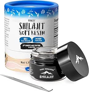 Shilajit af Pure Hialyan Shilajit ®, Grade A Himalayan Soft Resin, Energy & Immunsupport, Natural Source of Fulvic Acid & 85 + Trace Minerals Supplement for mænd og kvinder (50ml / 1,5 fl oz)