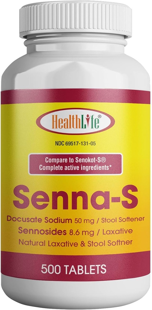 SUNDHED LFE Senna- S Tablets, Senna Plus (Laxative / Fortykningsmiddel) Gentle Overnight Relief of Occasional Constipation Generic for Senokot- S (small (Pack of 1), 500)