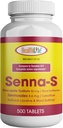 HEALTH LFE Senna-S Tablets, Senna Plus(Laxative/Stool Softener) Gentle Overnight Relief of Occasional Constipation Generic for Senokot-S (Small (Pack of 1), 500)