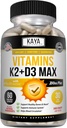 Kaya Naturals Vitamin K2 med D3 5000IE tillæg til mænd og kvinder - Let at synke - Bioperine kapsler (60 greve (pakke med 1))