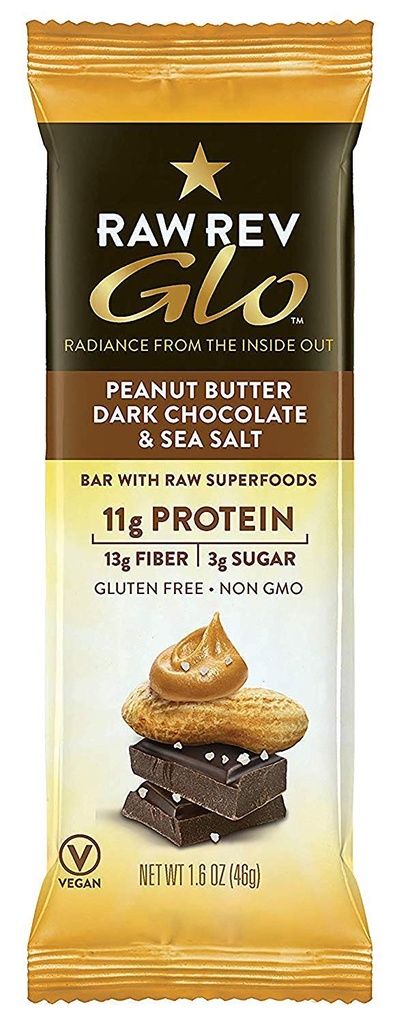 Peanut Butter Dark Chocolate & Sea Salt "New and Improved Glo" Vegan Protein Bars, 12g of Plant-Based Protein with Only 3g of Sugar, Pack of 144