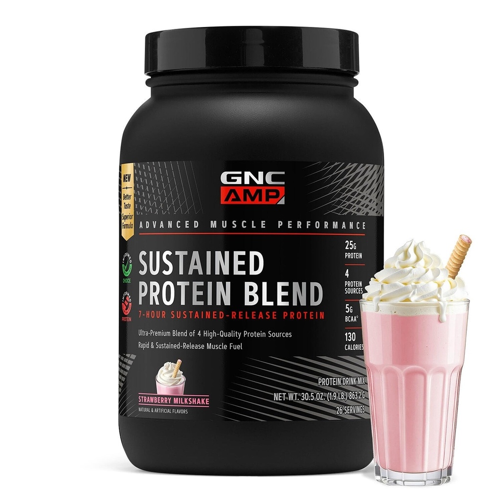 GNC AMP Sustained StrwBeyond Strawberry Milkshake, 26 Servings